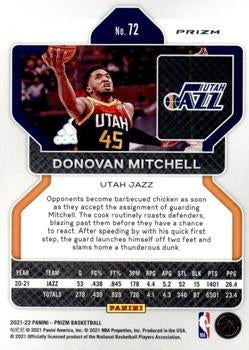 2021-22 Panini Silver Prizm Donovan Mitchell 72 Utah Jazz