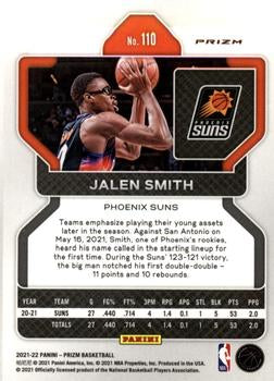 2021-22 Panini Silver Wave Prizm Jalen Smith 110 Phoenix Suns