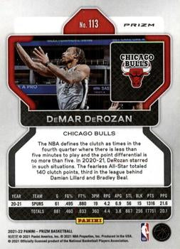 2021-22 Panini Silver Prizm DeMar DeRozan 113 Chicago Bulls