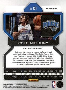 2021-22 Panini Silver Prizm Cole Anthony 121 Orlando Magic