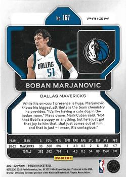 2021-22 Panini Silver Prizm Boban Marjanovic 167 Dallas Mavericks