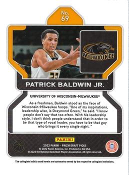 2022 Panini Prizm Draft Pick Patrick Baldwin Jr. Rookie #69 Wisconsin-Milwaukee Panthers