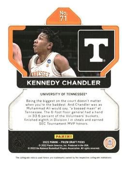 2022 Panini Prizm Draft Pick Kennedy Chandler Rookie #71 Tennessee Volunteers