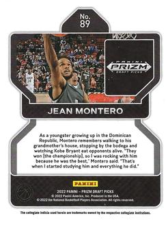 2022 Panini Prizm Draft Pick Jean Montero Rookie #89 Overtime Elite
