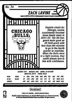 2022-23 Panini NBA Hoops Purple Zach LaVine #74 Chicago Bulls