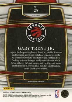 2021-22 Panini Select Gary Trent Jr. Blue Prizm #25 Toronto Raptors