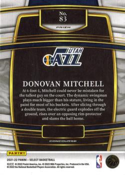 2021-22 Panini Select Donovan Mitchell Blue Prizm #83 Utah Jazz