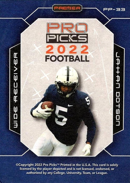 2022 Pro Pick Premium #PP-33 - Jahan Dotson - Penn State Nittany Lions