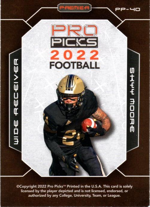 2022 Pro Pick Premium #PP-40 - Skyy Moore - Western Michigan Broncos