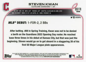 2022 Topps Chrome Update Steven Kwan Rookie Purple Refractor #USC178 Guardians RC
