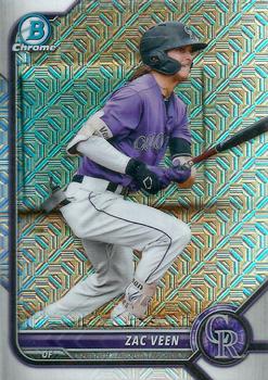 2022 Bowman Chrome Prospects Zac Veen Mojo Refractors #BCP-165 Colorado Rockies