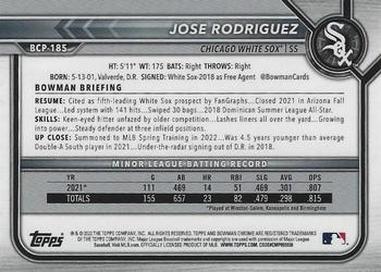 2022 Bowman Chrome Prospects Jose Rodriguez Mojo Refractors #BCP-185 Chicago White Sox