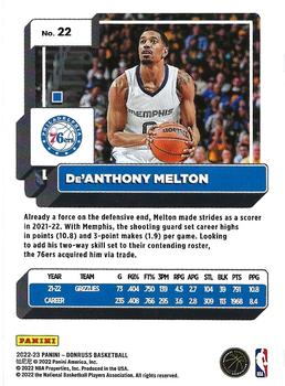 2022-23 Panini Donruss De'Anthony Melton #22 Philadelphia 76ers