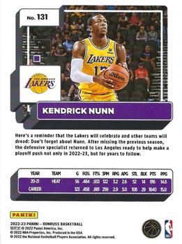 2022-23 Panini Donruss Kendrick Nunn #131 Los Angeles Lakers
