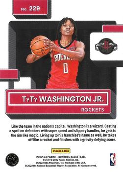 2022-23 Panini Donruss TyTy Washington Jr. Rookie 229 Houston Rockets