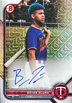 2022 Bowman Chrome Mega Chrome Auto Prospects Bryan Acuña Auto Mojo Refractors #BCMA-BA Minnesota Twins
