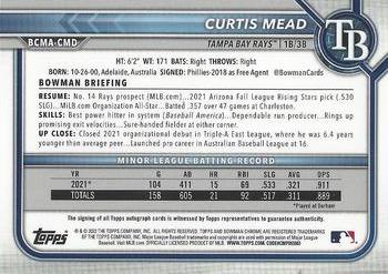2022 Bowman Chrome Mega Chrome Auto Prospects Curtis Mead Auto Mojo Refractors #BCMA-CMD Tampa Bay Rays