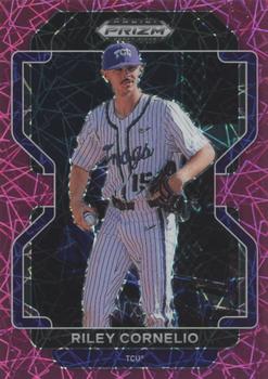 2022 Panini Prizm Draft Pick Riley Cornelio Neon Pink Velocity Prizms #201 TCU Horned Frogs
