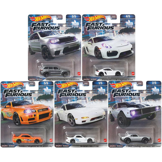 2023 Hot Wheels Fast & Furious Premium Set of 5, 1/64 Diecast Model Cars HNW46-956A