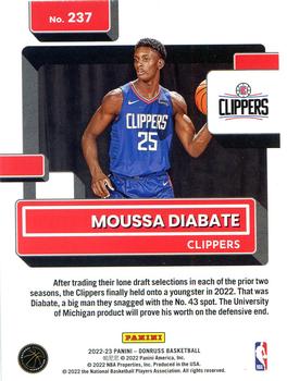 2022-23 Panini Donruss Moussa Diabate Green Refractor 237 Los Angeles Clippers