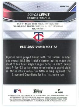 2022 Bowman's Best Refractor Royce Lewis Rookie #65 Minnesota Twins