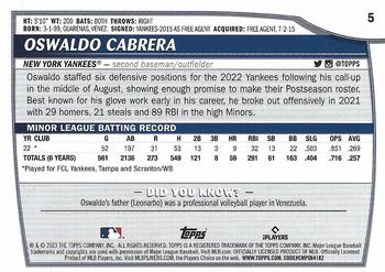 2023 Topps Big League Oswaldo Cabrera Rookie #5 New York Yankees