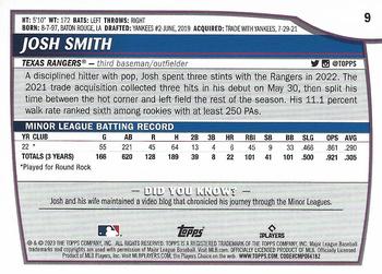 2023 Topps Big League Josh Smith Rookie #9 Texas Rangers