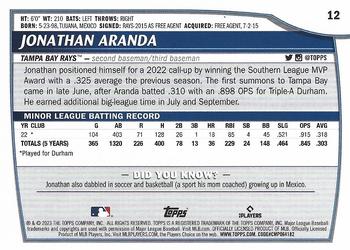 2023 Topps Big League Jonathan Aranda Rookie #12 Tampa Bay Rays