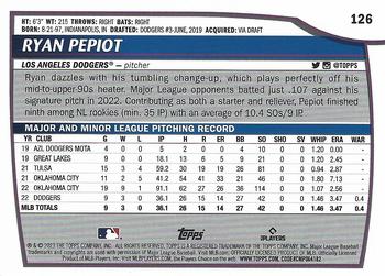 2023 Topps Big League Ryan Pepiot #126 Los Angeles Dodgers