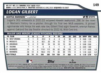 2023 Topps Big League Logan Gilbert #149 Seattle Mariners
