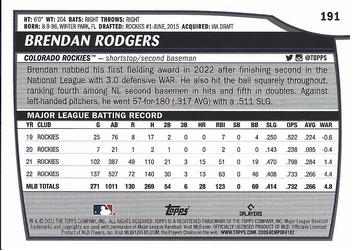 2023 Topps Big League Brendan Rodgers #191 Colorado Rockies