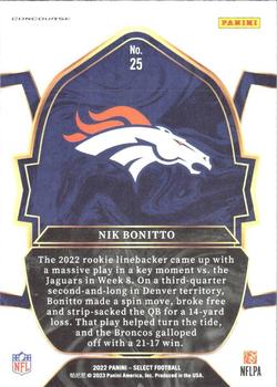 2022 Panini Select Nik Bonitto RC #25 Denver Broncos
