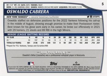 2023 Topps Big League Electric Orange Oswaldo Cabrera Rookie #5 New York Yankees