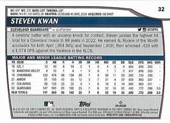 2023 Topps Steven Kwan Auto Electric Orange #32 Cleveland Guardians J38