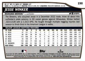 2023 Topps Big League Electric Orange Jesse Winker #190 Milwaukee Brewers