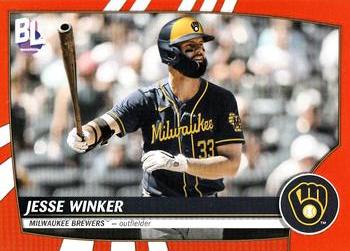 2023 Topps Big League Electric Orange Jesse Winker #190 Milwaukee Brewers