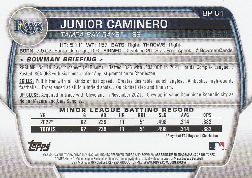 2023 Bowman Prospects Baseball Cards #BP1-BP64 Choose Yours