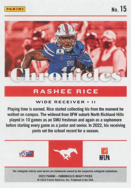 2023 Panini Chronicles Draft Picks #15 - Rashee Rice - SMU Mustangs