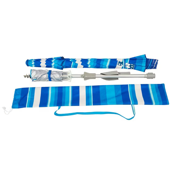 Tommy Bahama 7.5ft Beach Umbrella With Anchorx+ Stripes - Open Box