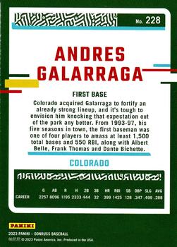 2023 Panini Donruss Orange Holo Andres Galarraga #228 Colorado Rockies