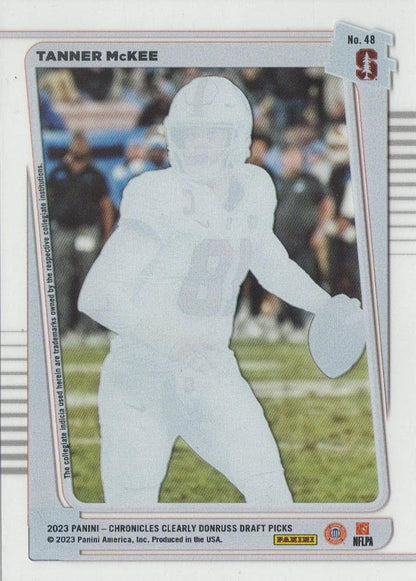 2023 Panini Chronicles Clearly Donruss Draft Pick Rated Rookie Tanner McKee #48