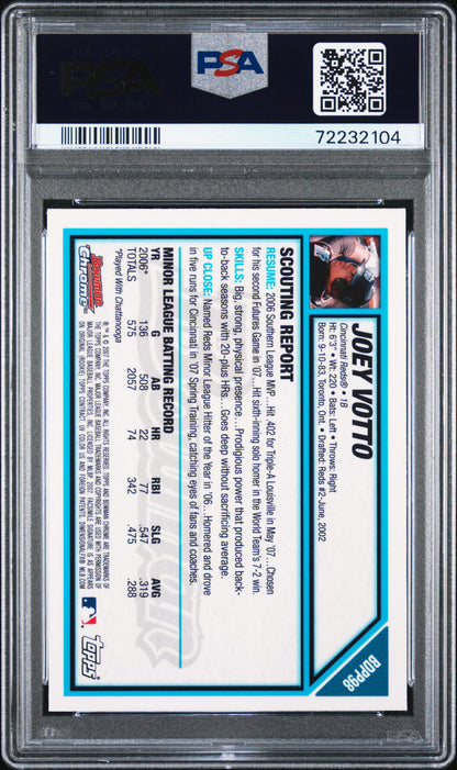 2007 Bowman Chrome JOEY VOTTO Draft Picks & Prospects Rookie PSA 9