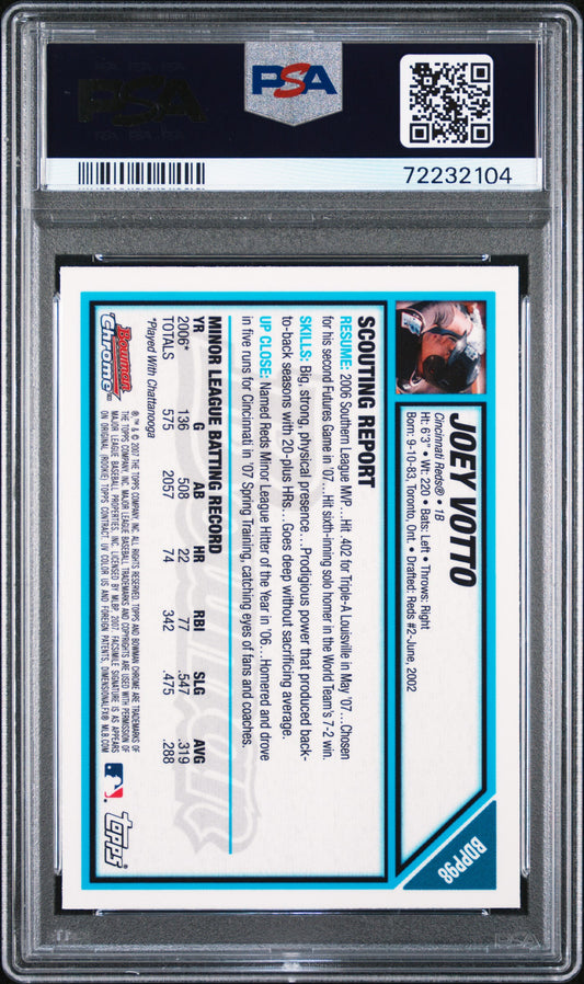 2007 Bowman Chrome JOEY VOTTO Draft Picks & Prospects Rookie PSA 9
