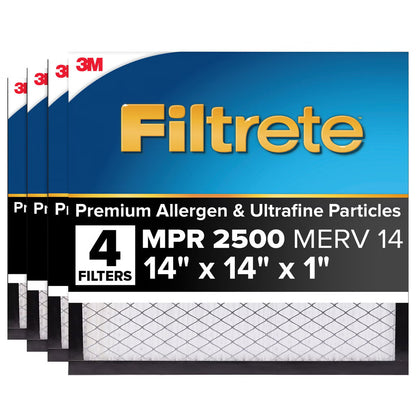 3M 2500 Series Filtrete 1" Filter MPR 2500 MERV 14, 4-pack