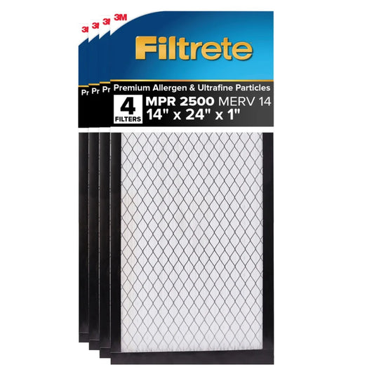 3M 2500 Series Filtrete 1" Filter MPR 2500 MERV 14, 4-pack