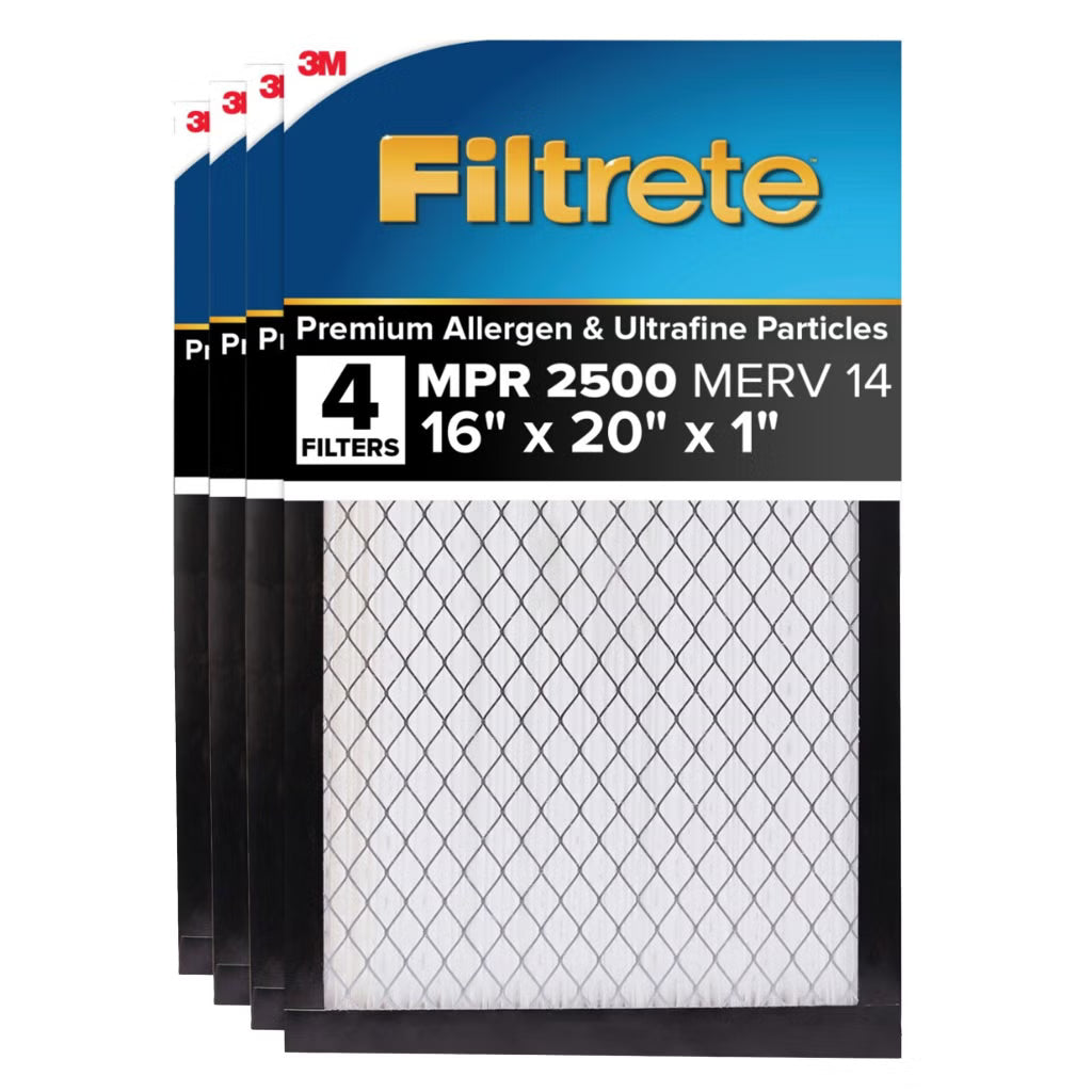 3M 2500 Series Filtrete 1" Filter MPR 2500 MERV 14, 4-pack