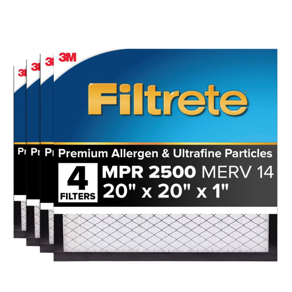 3M 2500 Series Filtrete 1" Filter MPR 2500 MERV 14, 4-pack