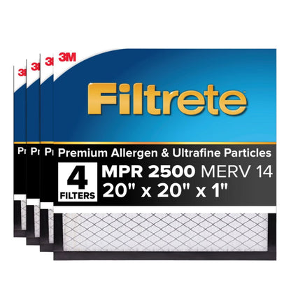 3M 2500 Series Filtrete 1" Filter MPR 2500 MERV 14, 4-pack