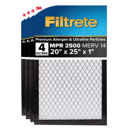 3M 2500 Series Filtrete 1" Filter MPR 2500 MERV 14, 4-pack