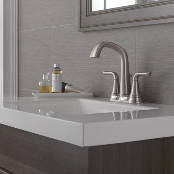 Delta Larkin Two-Handle Centerset Bathroom Faucet, Brushed Nickel
